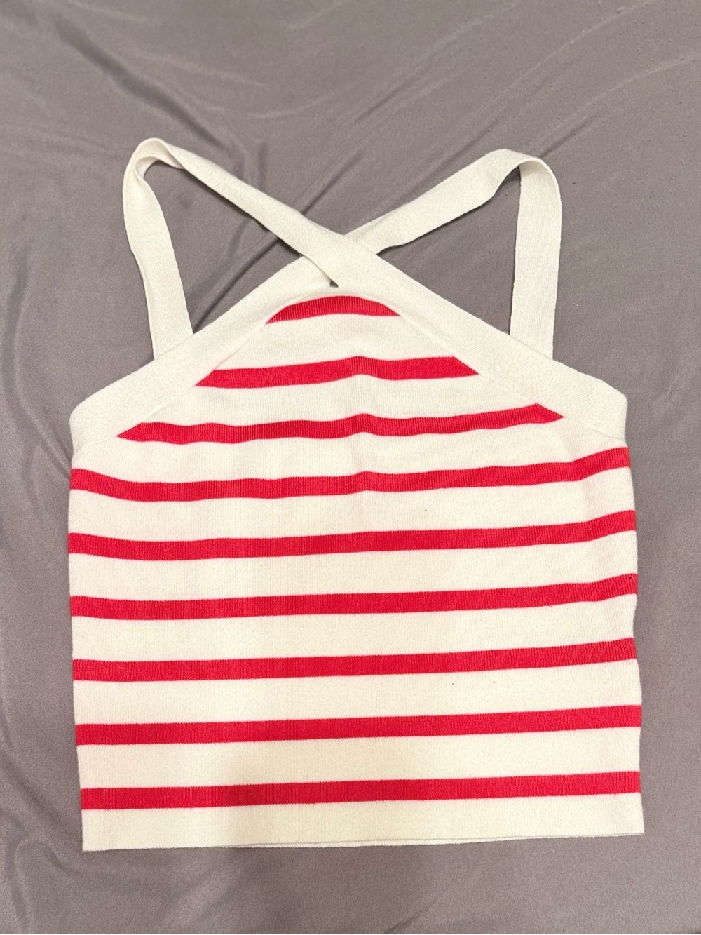 SHEIN White and Red Striped Knit Tank